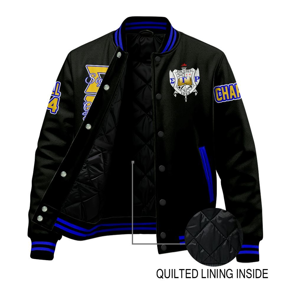 Ireishprint Sigma Gamma Rho Custom Chapter Stitched Jacket, Personalized Black Sigma Gamma Rho Sorority Embroidered Jacket