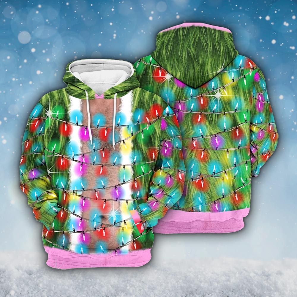 Amare Box Funny Green Monster Christmas Ugly Sweater, Dad Santa Meme Xmas Gift Hairy Belly