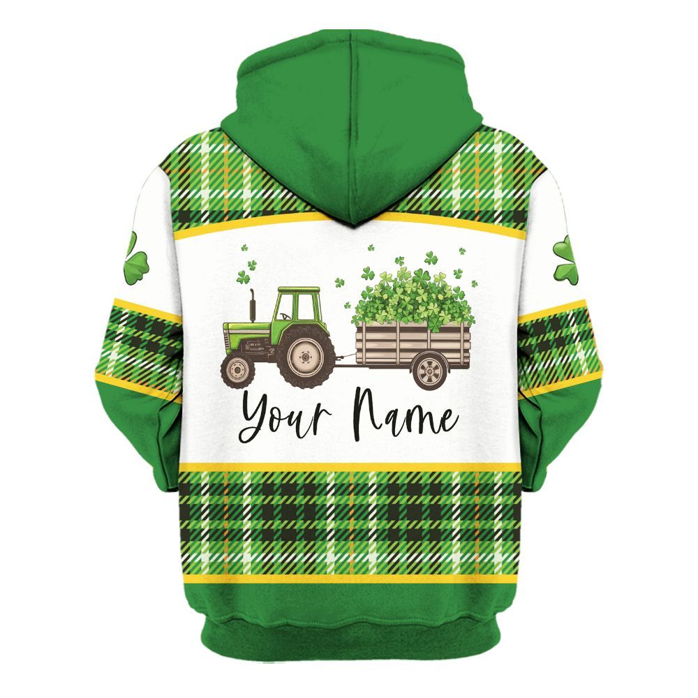 Amare Box Farm Tractor Shirt, Loads Of Luck, Custom Name, Patrick's Day, Tractor Clipart, Gift For Farm Lover, Gift For Patrick's Day Unisex Hoodie