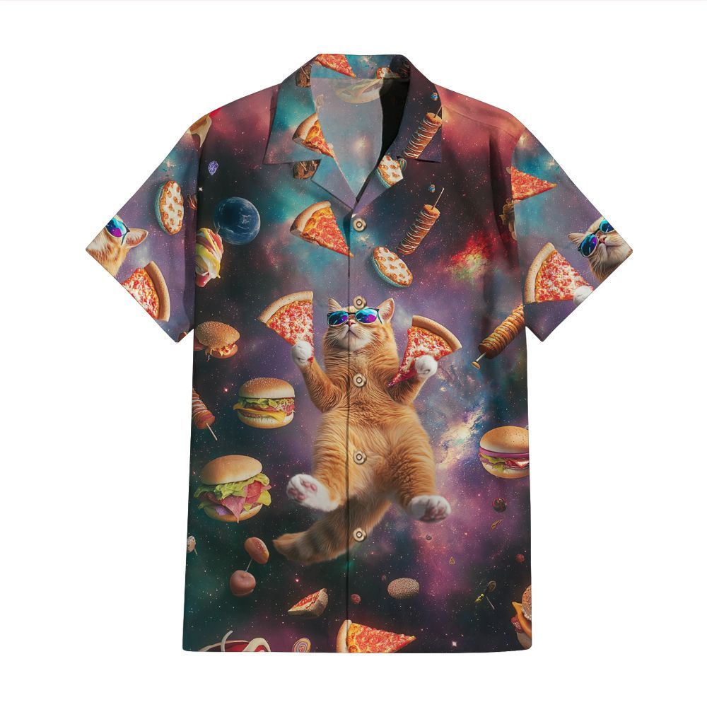 Amare Box Cat Taco Space Galaxy Shirt, Cat Lady Pizza Cat Funny Graphic Tee Unisex Hawaii Shirt, Short