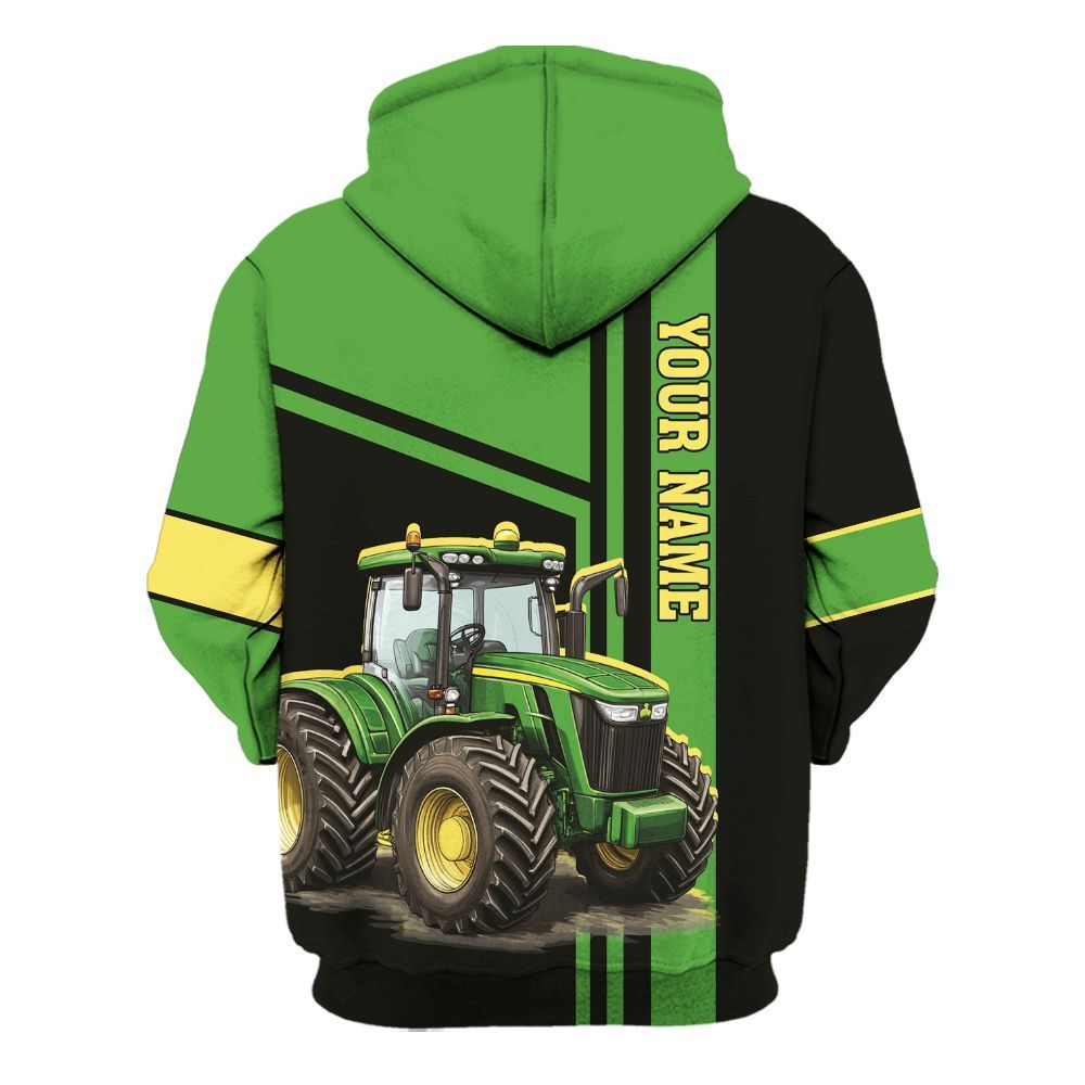 Amare Box Farm Tractor Shirt, Green Tractor, Custom Tractor Name, Custom Name, Tractor Clipart, Vintage Tractor, Gift For Farm Lover Unisex Hoodie