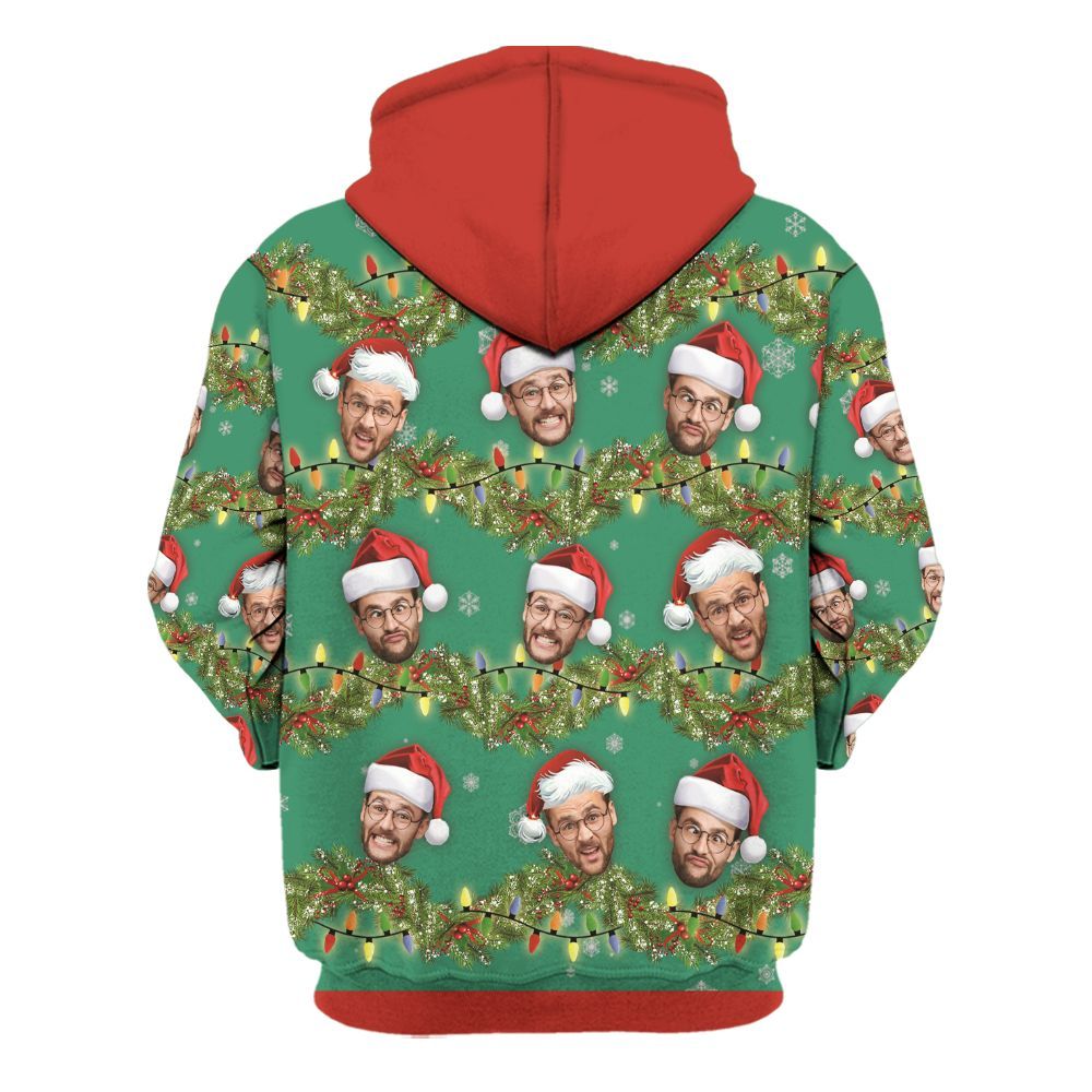 Amare Box Personalized Photo Face Ugly Sweater, Custom Funny Faces Beer Xmas Party Gift For Friends Unisex Hoodie