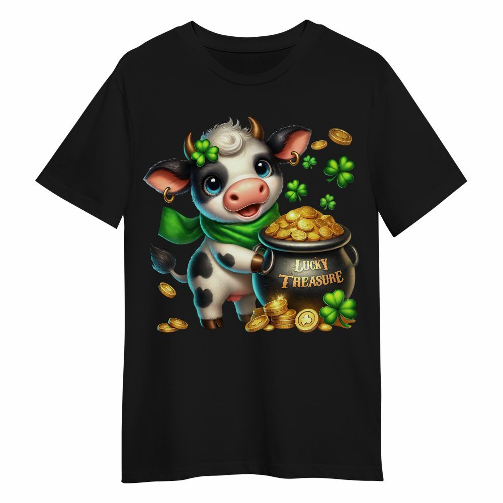 Amare Box Cow Farm Shirt, ST Patrick's Day Cow, Lucky Treasure, Funny Cow, Cute Cow, Farm Shirt, Cow Shirt, Holiday Gift For Cow Lover Unisex Shirt
