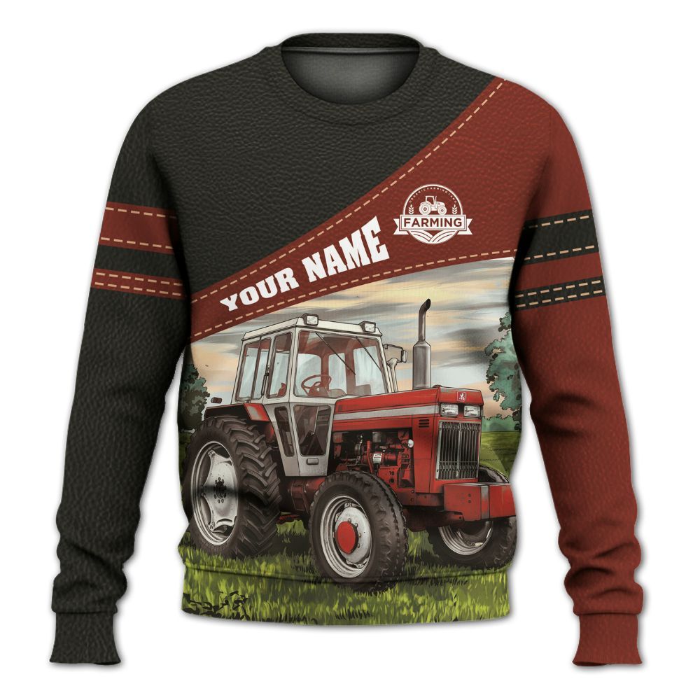 Amare Box Farm Tractor Shirt, Red Tractor, Custom Name Shirt, Tractor Clipart, Love Tractor, Vintage Tractor, Gift For Loves Farmer Knitted Sweater