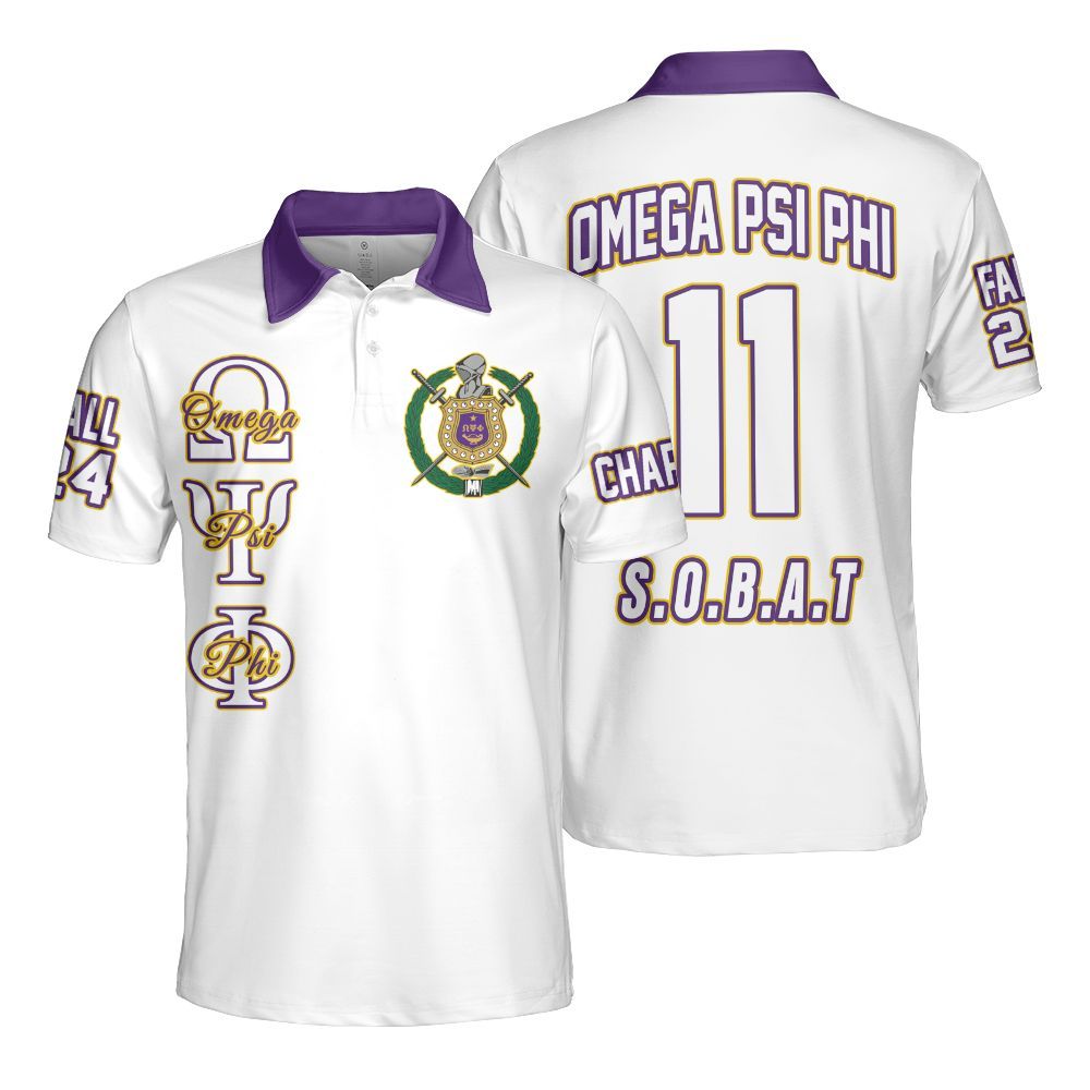 Ireishprint ΩΨΦ Custom Chapter Polo Shirt, Personalized White Shirt ΩΨΦ Fraternity Polo Shirt