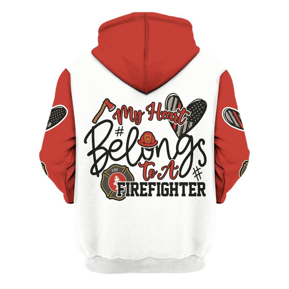 Amare Box Firefighter Shirt, My Heart Belongs To A Firefighter, Funny Firefighter, Unisex Firefighter Custom Name Gift Shirt Unisex Hoodie