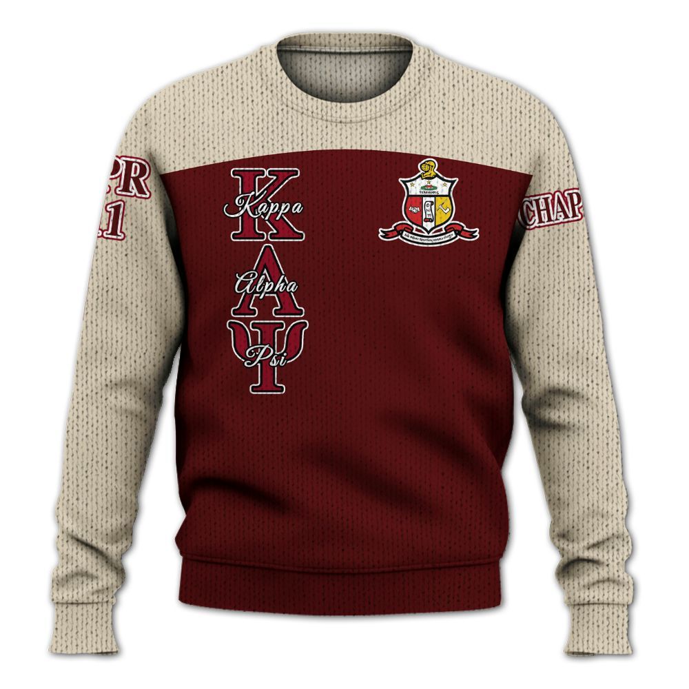 Ireishprint ΚΑΨ Custom Chapter Shirt, Personalized Krimson Color Shirt ΚΑΨ Fraternity Knitted Sweater