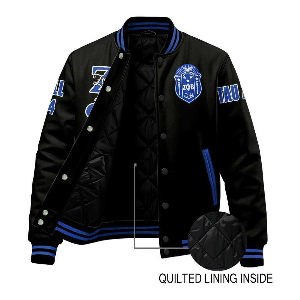 Ireishprint Zeta Phi Beta Custom Chapter Stitched Jacket, Personalized Black Zeta Phi Beta Sorority Embroidered Jacket