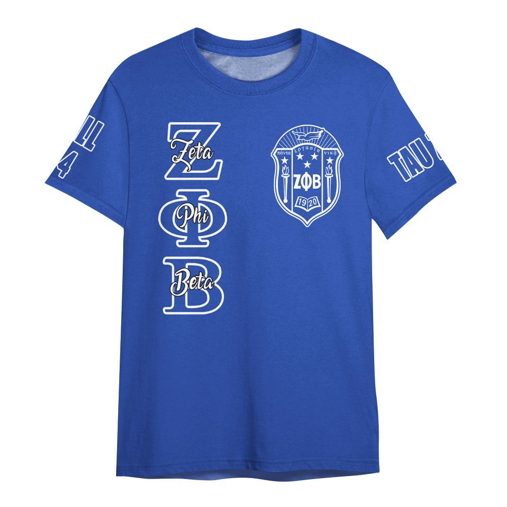 Ireishprint Zeta Phi Beta Custom Chapter Shirt, Personalized Blue Shirt Zeta Phi Beta Sorority All Over Print Shirt