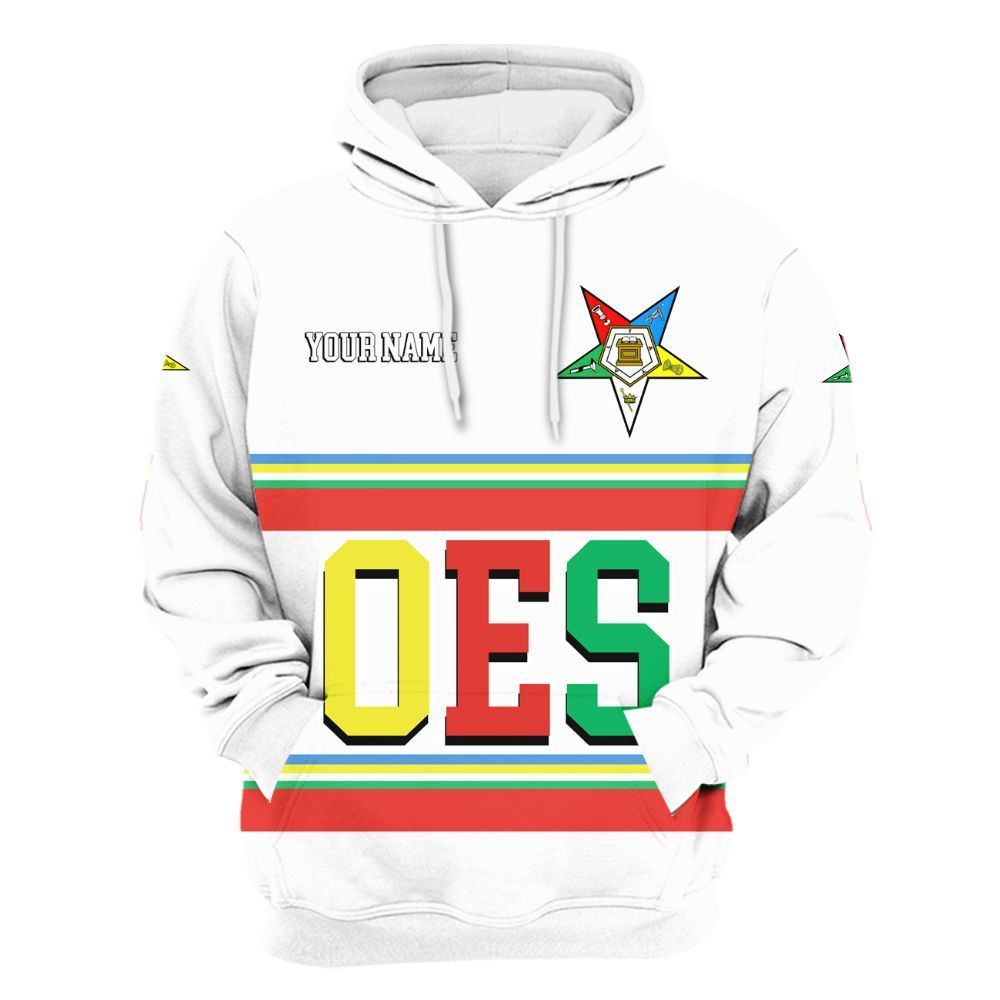 Ireishprint OES Custom Legacy Shirt, White Line Emblem Order Of The Eastern Star OES Hoodie