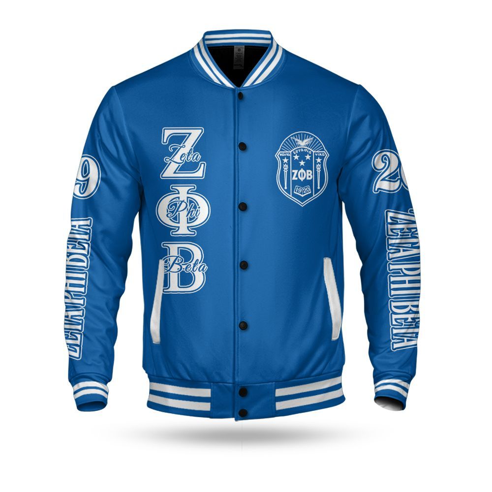 Ireishprint Zeta Phi Beta Varsity Jacket, Hand Sign Royal Blue Varsity Jacket Zeta Phi Beta Sorority Jacket