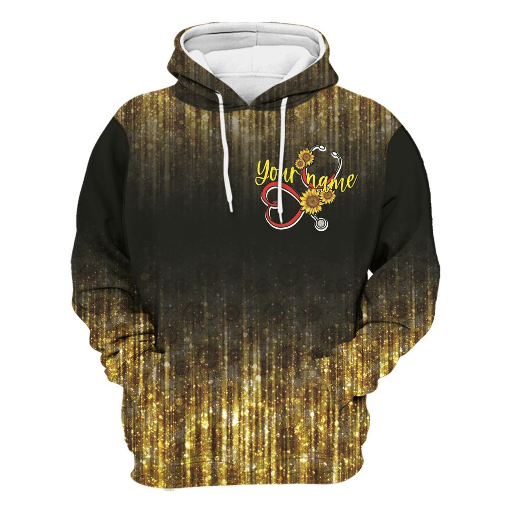 Amare Box Nurse Shirt, Retired But Forever A Nurse At Heart, Custom Name Shirt, Retired Nurse, Black Nurse, Nurse Sunflower, Gift For Nurse Unisex Hoodie