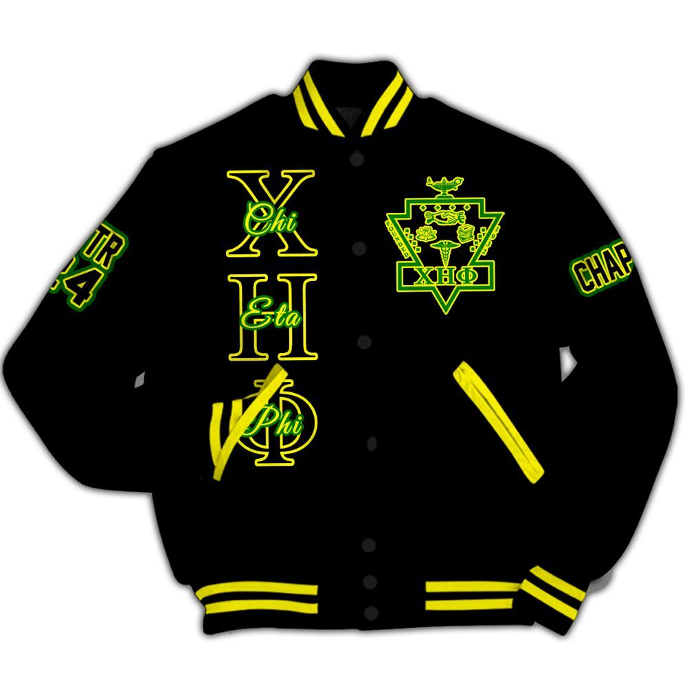 Ireishprint Chi Eta Phi Custom Chapter Varsity Jacket, Personalized Black Varsity Jacket Chi Eta Phi Since 1932 Sorority Jacket