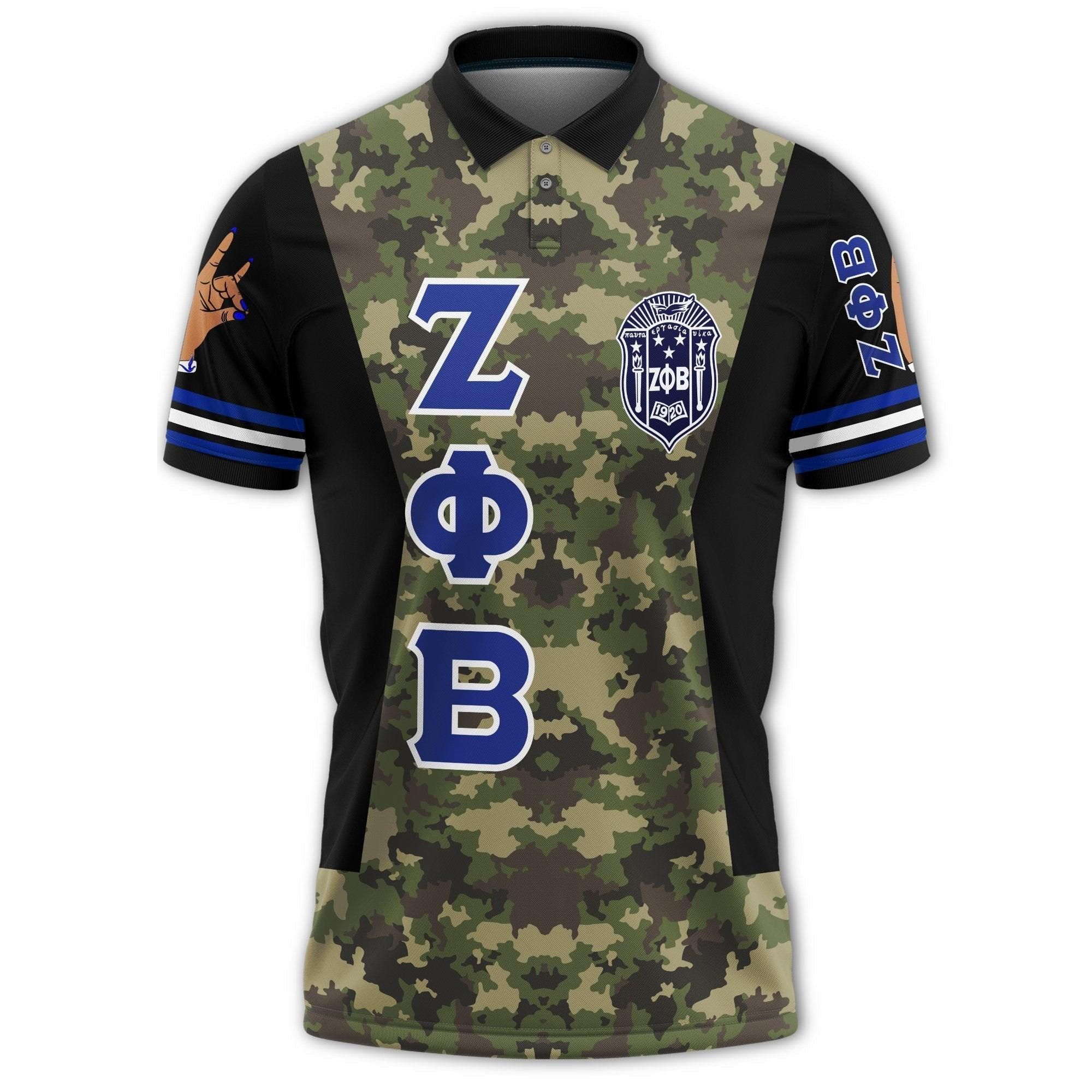 Zeta Phi Beta Sorority Camouflage Polo Shirt