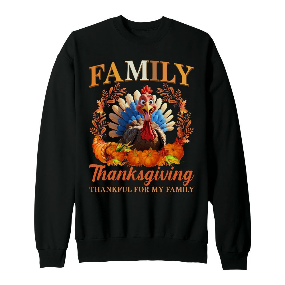 Amare Box Thanksgiving Shirt, Thanksgiving 2024 Thankful For My Family Group Autumn Turkey Gift For Fan Unisex Sweatshirt