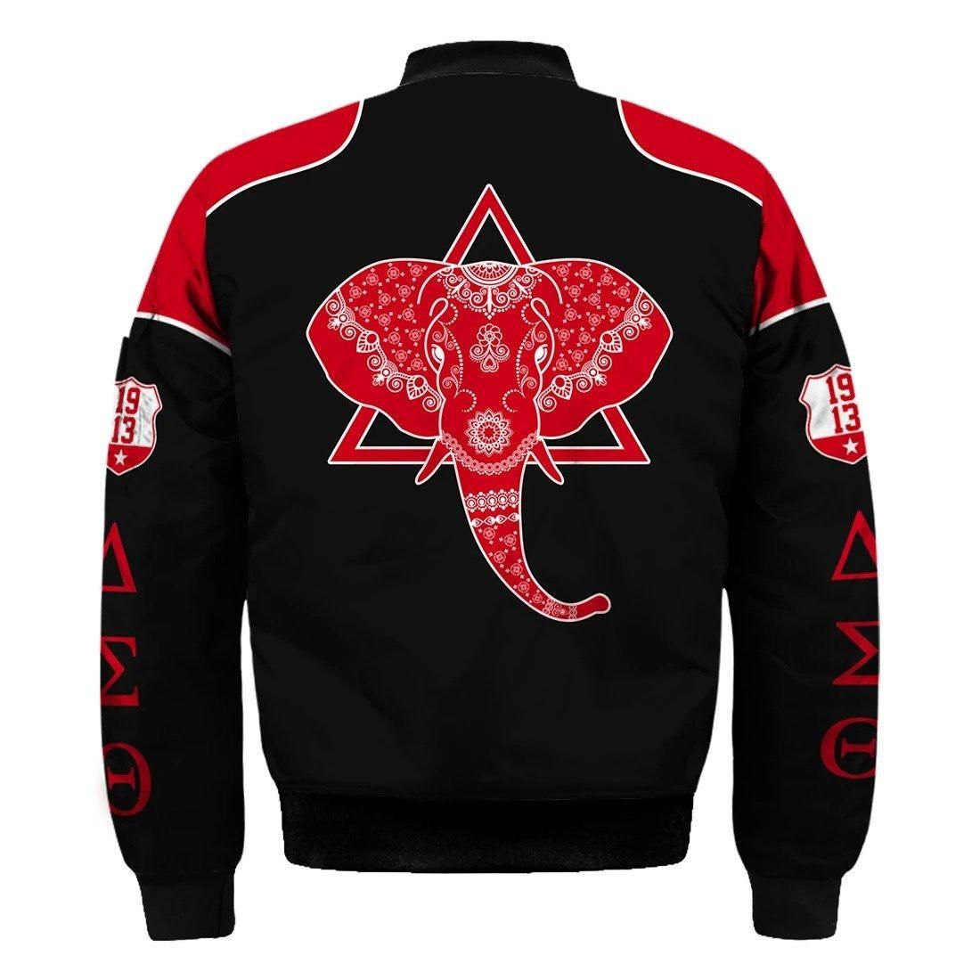 Delta Sigma Theta Elephant Delta Sleeve Zip Bomber Jacket