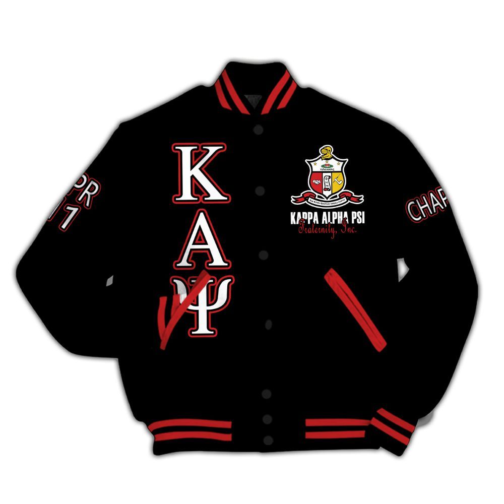 Ireishprint ΚΑΨ Custom Chapter Varsity Jacket, Personalized Black Jacket ΚΑΨ 1911 Fraternity Jacket