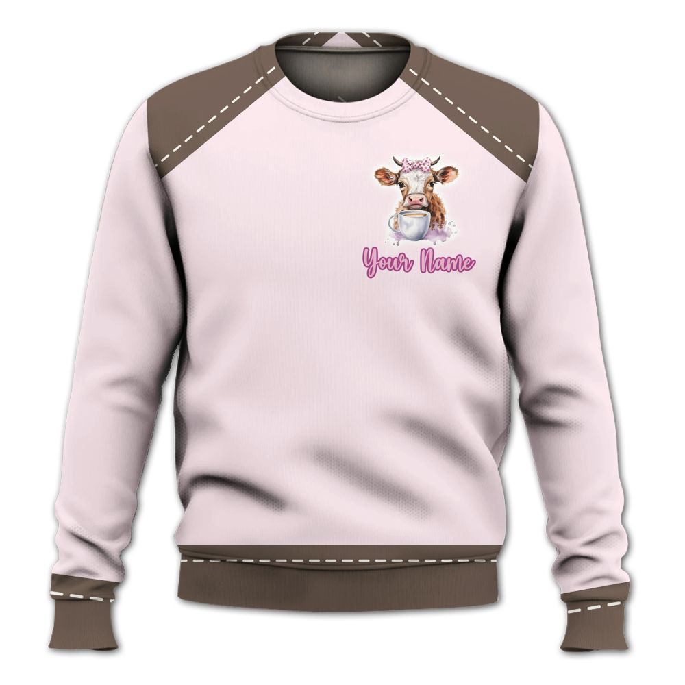 Amare Box Cow Farm Shirt, A Girl Who Loves Cow, Funny Cow, Cute Cow, Cow Shirt, Farm Shirt, Cow Lover, Custom Name Gift Shirt For Farmer Knitted Sweater