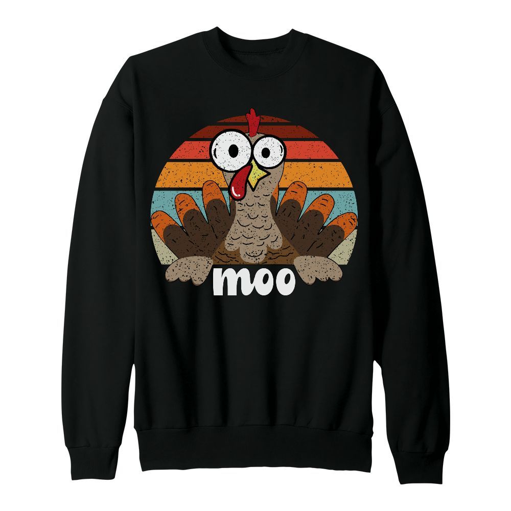 Amare Box Thanksgiving Turkey Shirt, Retro Funny Turkey Moo Fake Cow Design Gift For Fan Unisex Sweatshirt