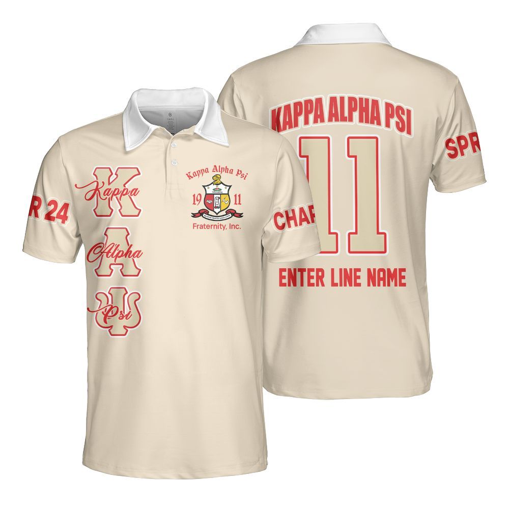 Ireishprint ΚΑΨ Custom Chapter Polo Shirt, Personalized Krimson Kream Kappa Polo Fraternity Polo Shirt