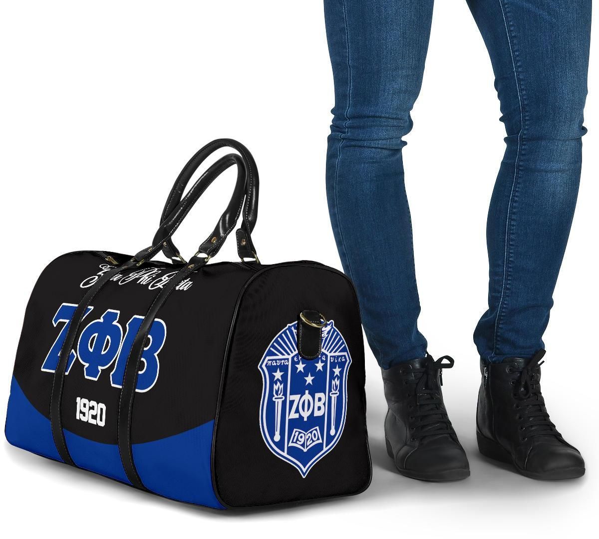 Ireishprint Zeta Phi Beta Travel Bag, Zeta Phi Beta 1920 Curve Style Zeta Blue Travel Sorority Bag
