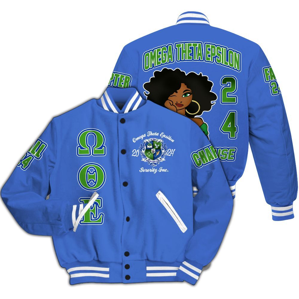 Ireishprint Omega Theta Epsilon Custom Chapter Varsity Jacket, Custom Line Omega Theta Epsilon Mah Girls Sorority Jacket Since 2024 Sorority Jacket