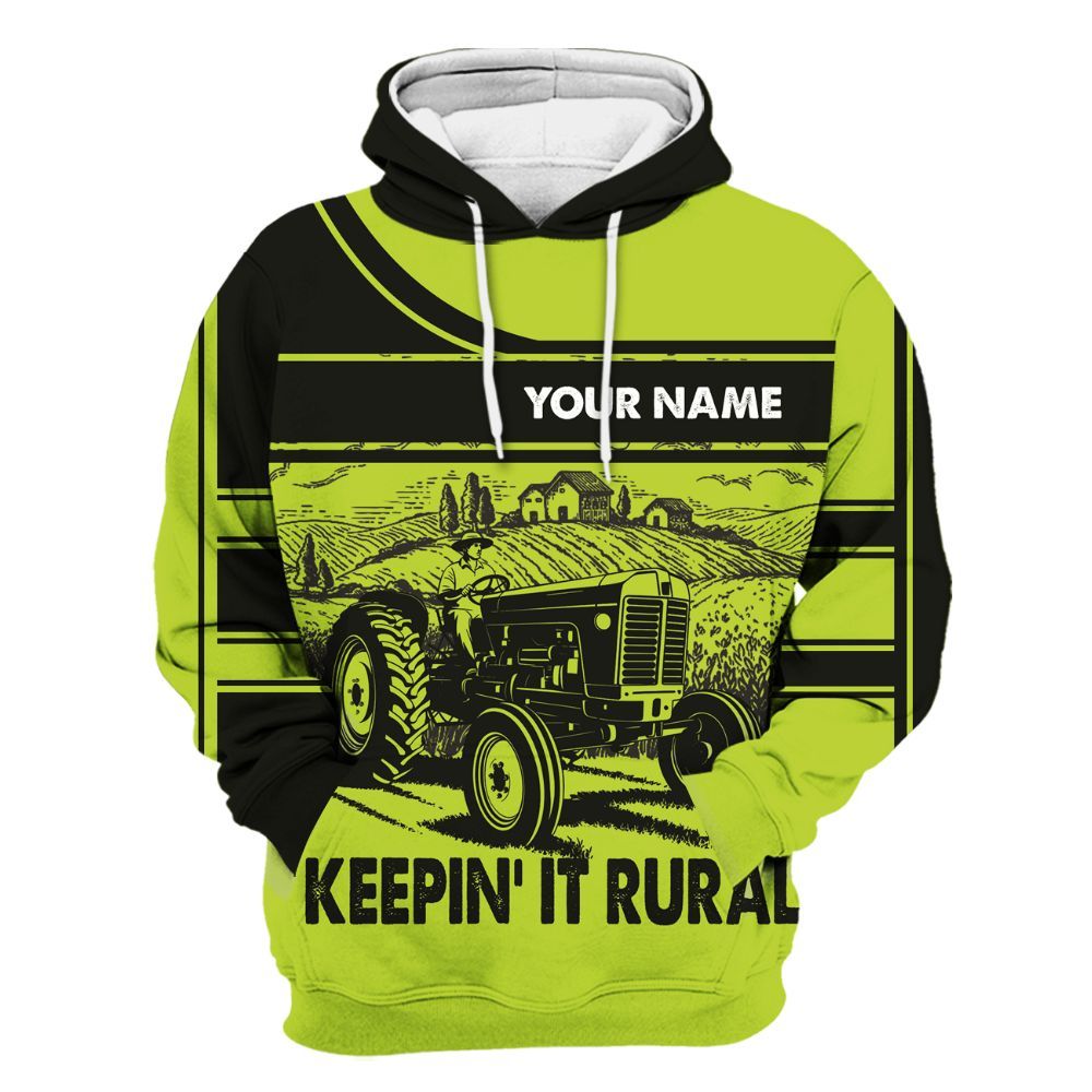 Amare Box Farm Tractor Shirt, Keepin' It RuRal, Custom Name, Farm Name, Love Tractor, Vintage Tractor, Love Farm, Gift For Farm Lover Unisex Hoodie