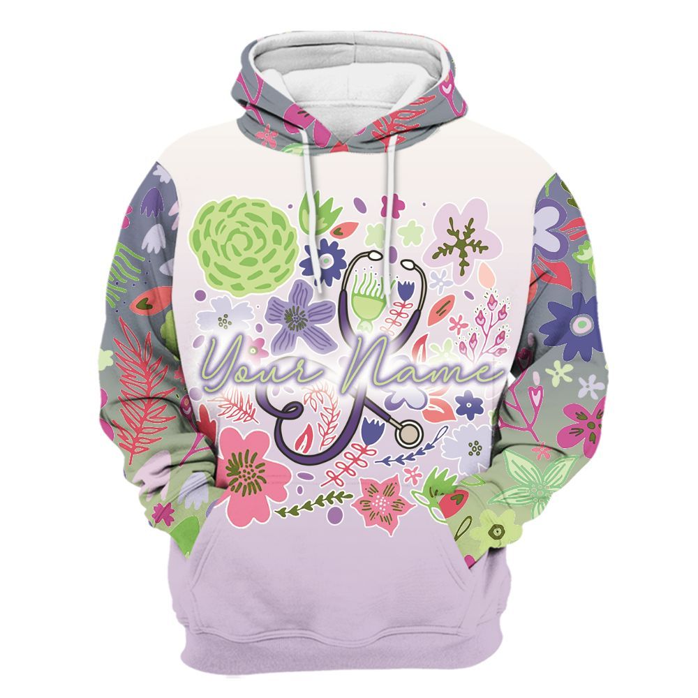 Amare Box CNA Nurse Shirt, CNA Custom Name, Floral CNA Nurse, Nurse Clipart, Gift For CNA Unisex Hoodie