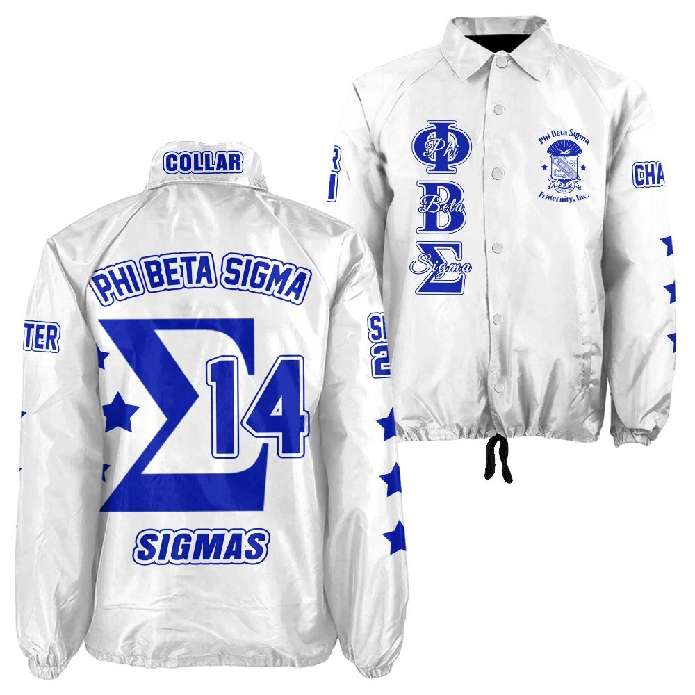 Ireishprint Phi Beta Sigma Custom Chapter Crossing Jacket, Personalized Three Stars White Royal Blue Jacket Phi Beta Sigma Fraternity Crossing Jacket