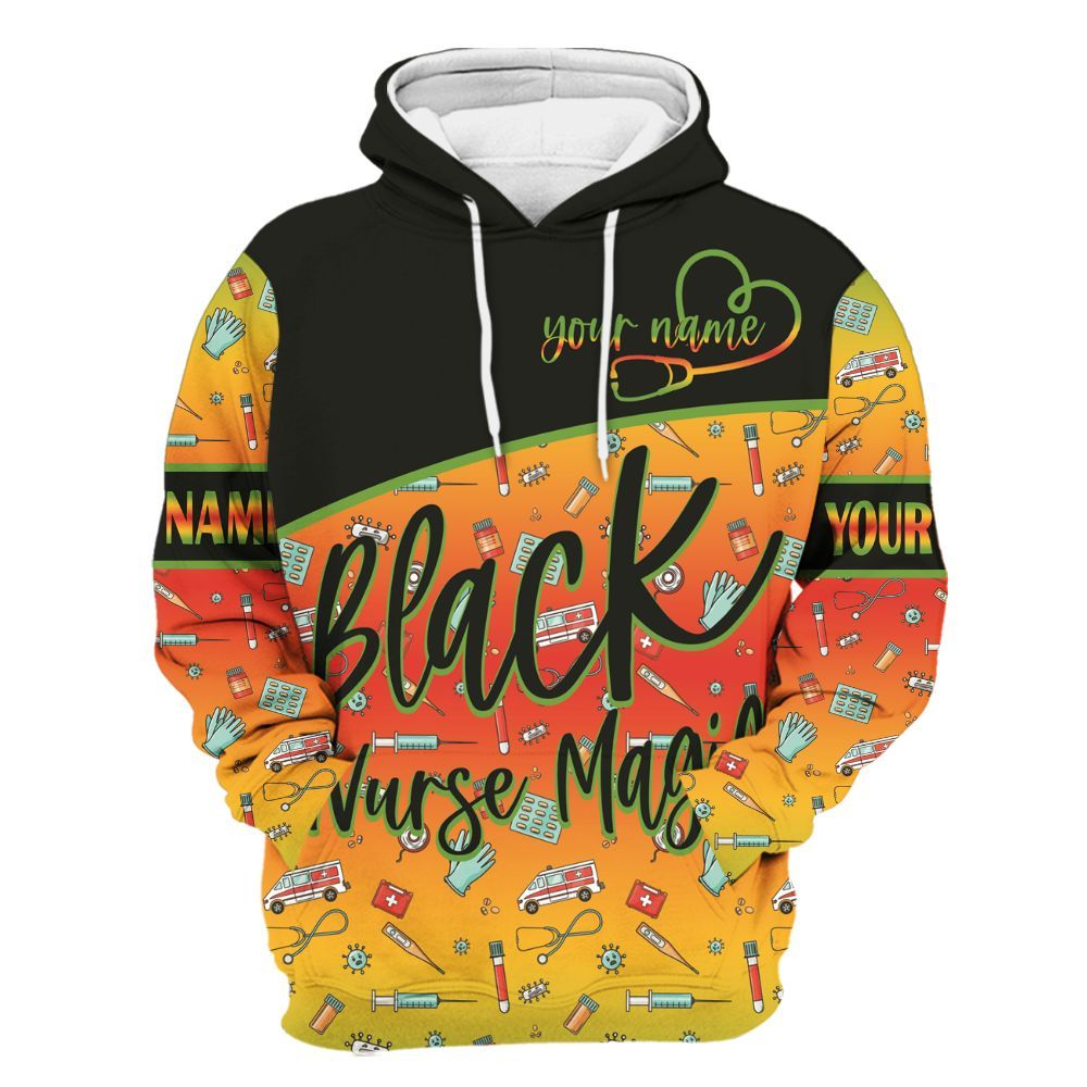 Amare Box Nurse Shirt, Black Nurse Magic Shirt, Custom Name Shirt, Black Nurse, Nurse Stuff, Nurse Clipart, Gift For Nurse Unisex Hoodie
