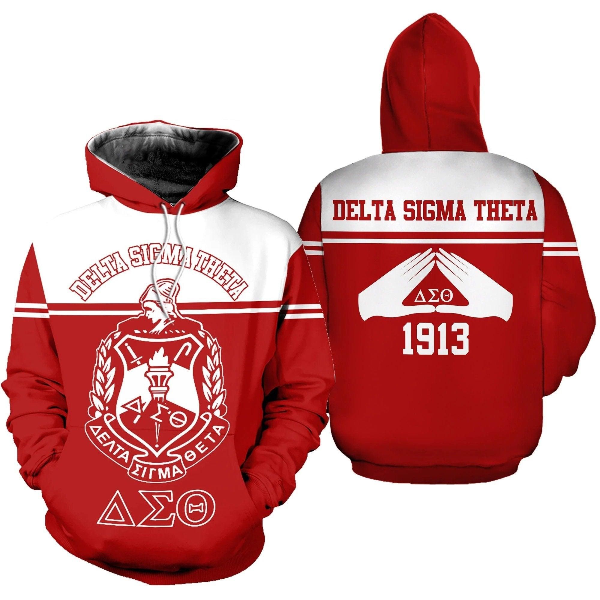 Delta Sigma Theta Hand Sign Red White Hoodie