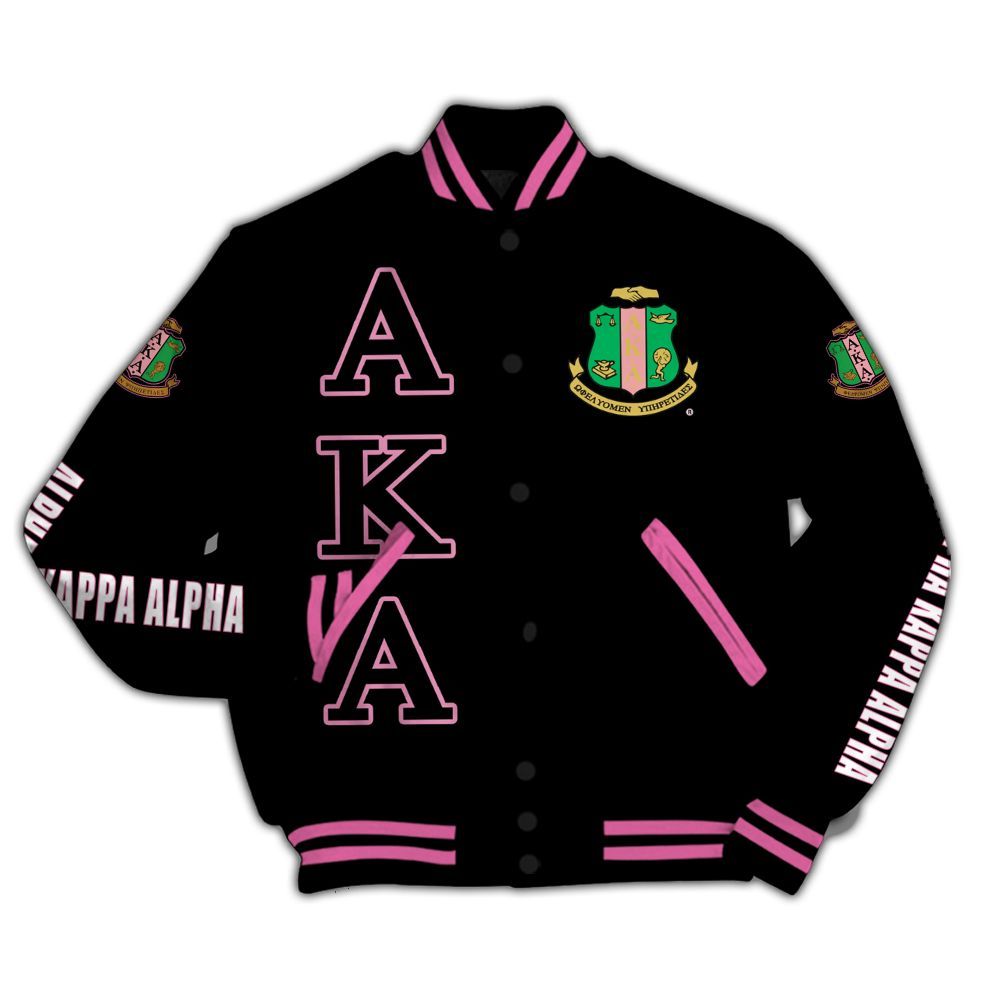 Ireishprint A.K.A Varsity Jacket, Salmon Pink And Apple Green Unbreakable Inspired 1908 Sorority Jacket