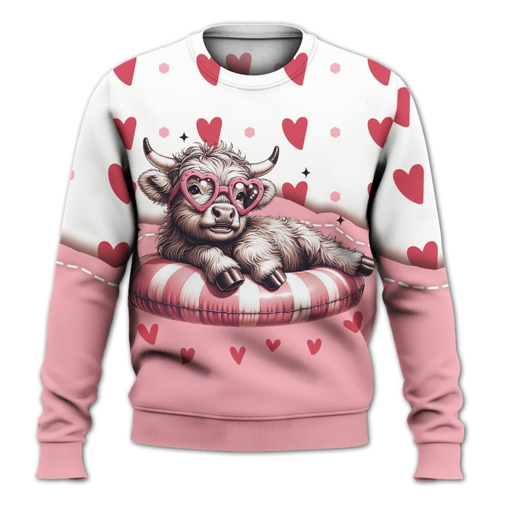 Amare Box Cow Farm Shirt, Cute Cow, Valentine Cow, Funny Cow, Dairy Cattle, Cow Girl, Cow Shirt, Valentine Shirt Gift For Cow Lover Knitted Sweater