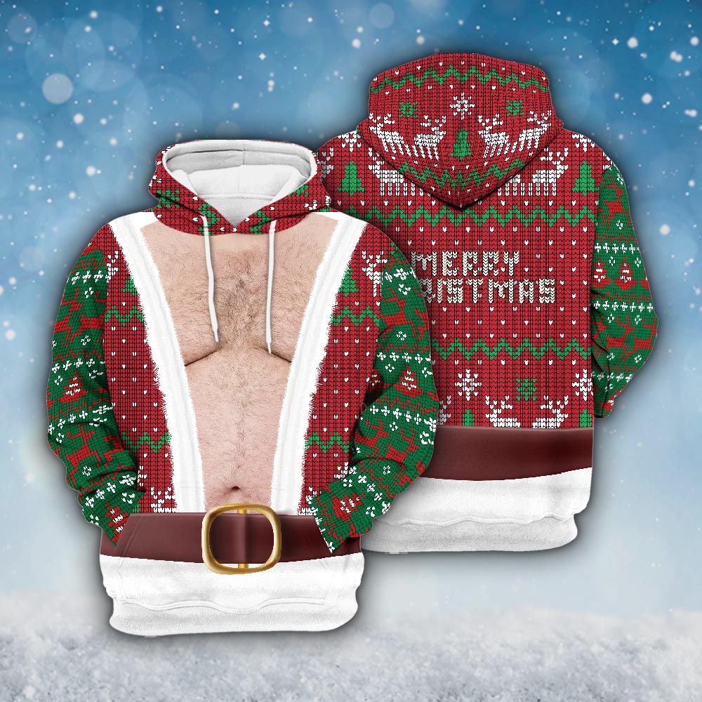 Amare Box Faux Real Santa Realistic Ugly Christmas Sweater, Santa Meme Pattern Christmas Knit Xmas Design Gift