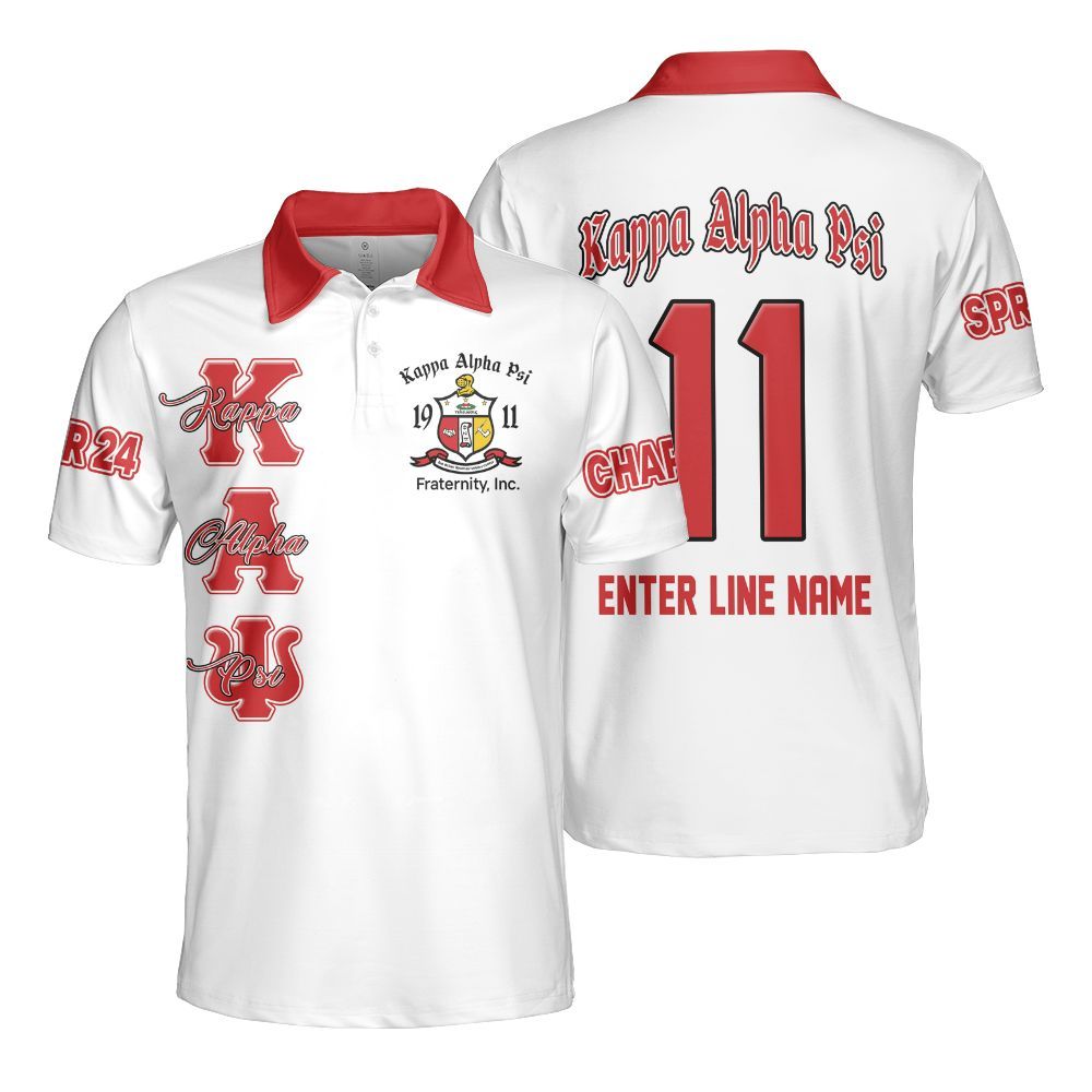 Ireishprint ΚΑΨ Custom Chapter Polo Shirt, Personalized White Kappa Polo Fraternity Polo Shirt