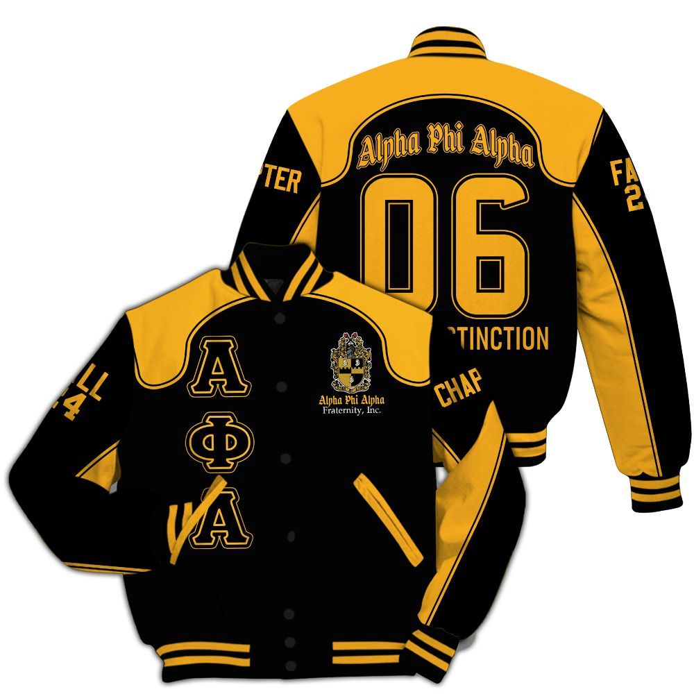 Ireishprint ΑΦΑ Custom Chapter Varsity Jacket, Black ΑΦΑ Lettered Racing Style Fraternity Jacket