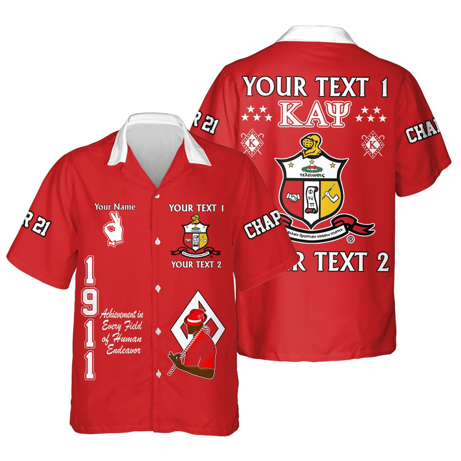 Ireishprint ΚΑΨ Custom Full Line Shirt, Krimson Crest Highlight Style Fraternity Hawaii Shirt