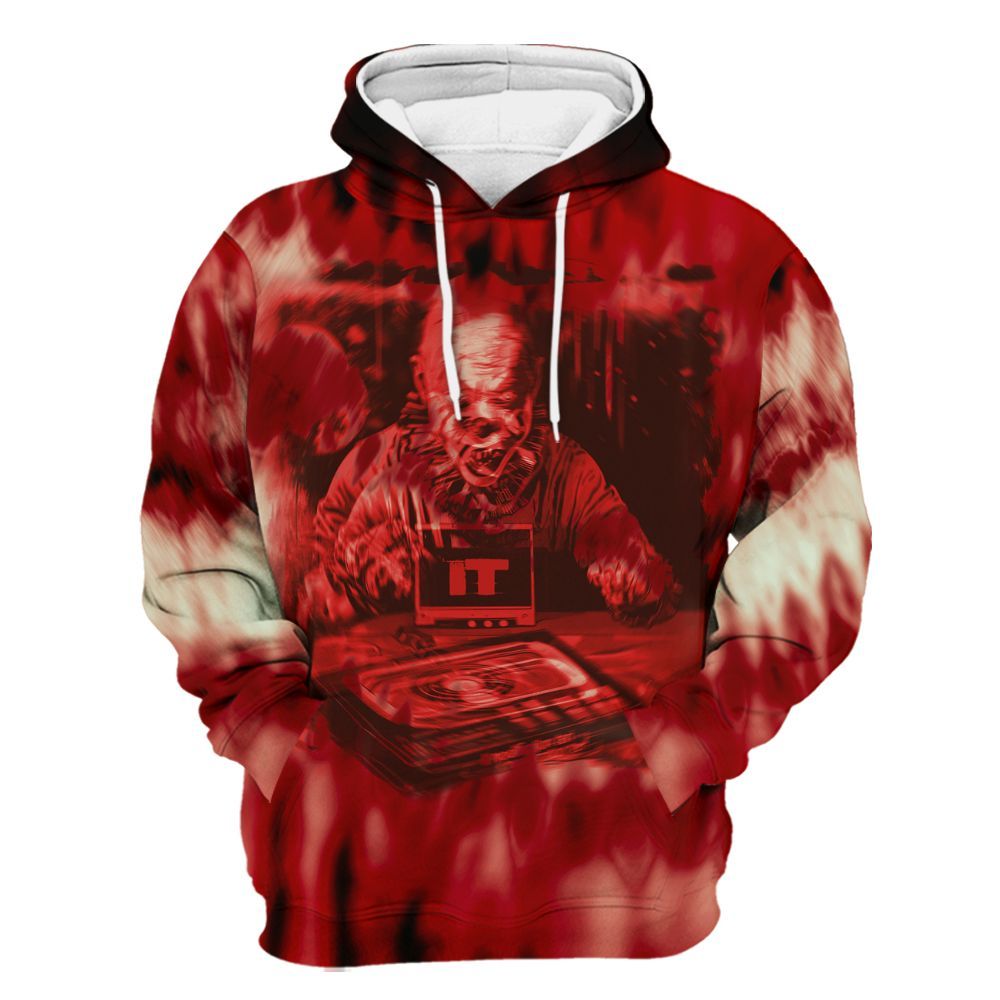 Amare Box Horror Clown Slasher Halloween Sublimated Tie Dye Shirt, Halloween Hockey Mask Goth Blood Unisex Hoodie