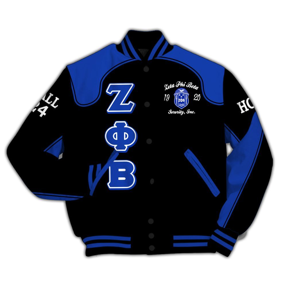 Ireishprint Zeta Phi Beta Custom Chapter Varsity Jacket, Z-Phi-B Jacket Racing Style 1920 Sorority Jacket