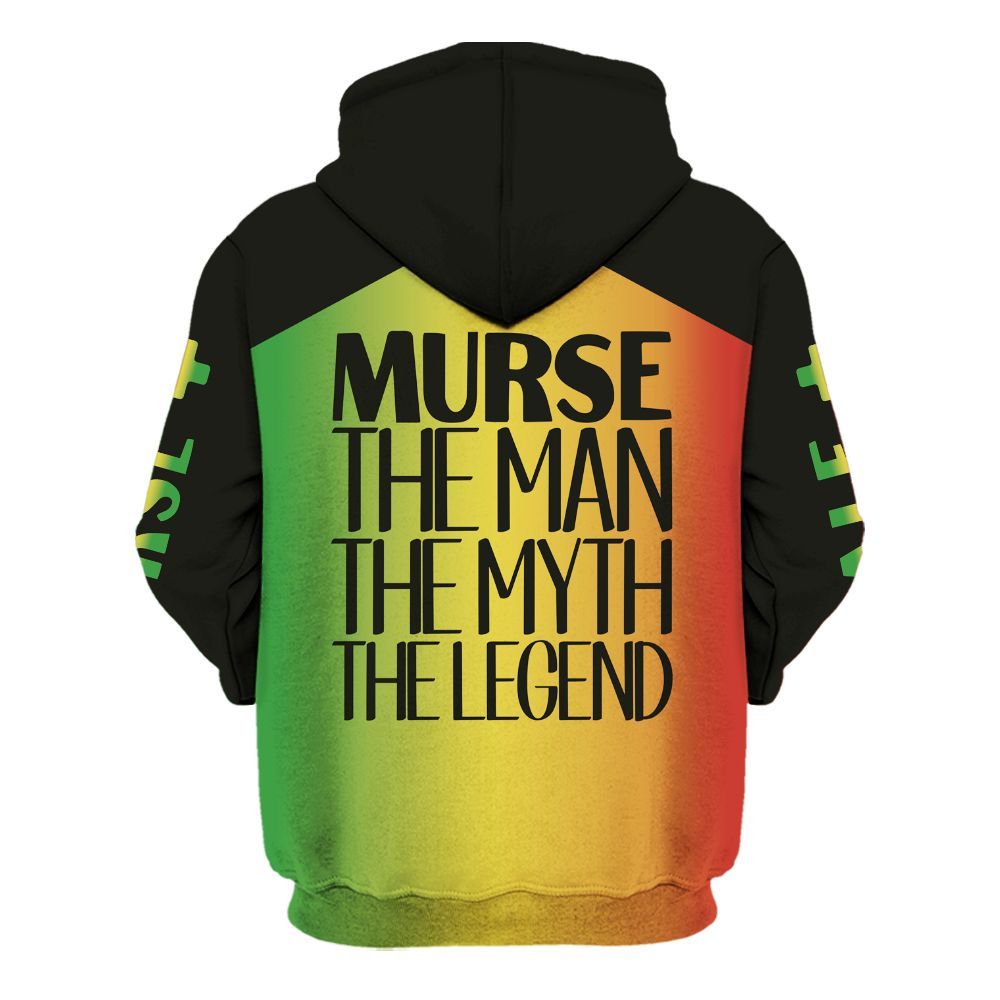 Amare Box Black Nurse Shirt, Murse The Man The Myth The Legend, Custom Name, Murse Clipart, Gift For Male Black Nurse Unisex Hoodie