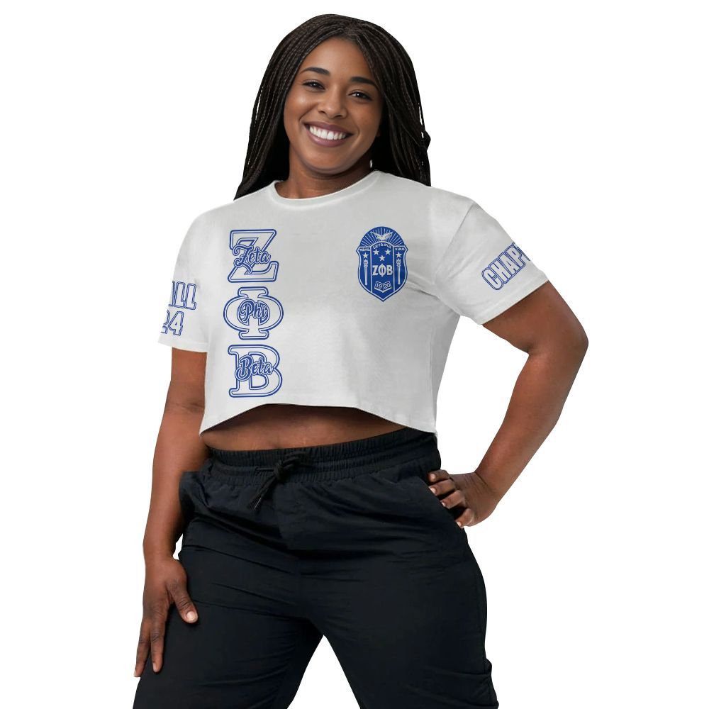 Ireishprint Zeta Phi Beta Custom Chapter Crop Shirt, Personalized White Shirt Zeta Phi Beta Sorority Crop Top