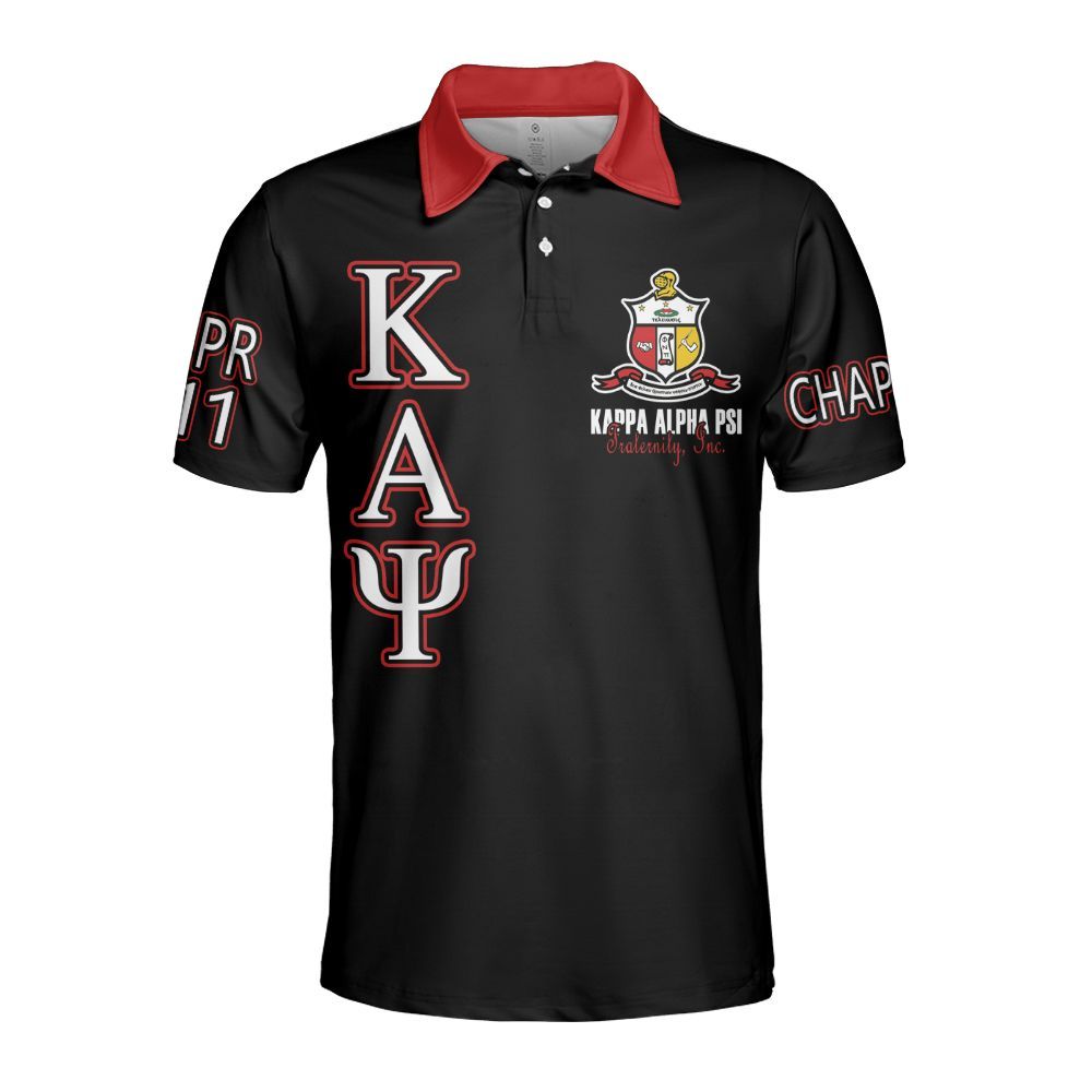 Ireishprint ΚΑΨ Custom Chapter Polo Shirt, Personalized Black Polo Shirt ΚΑΨ 1911 Fraternity Polo Shirt