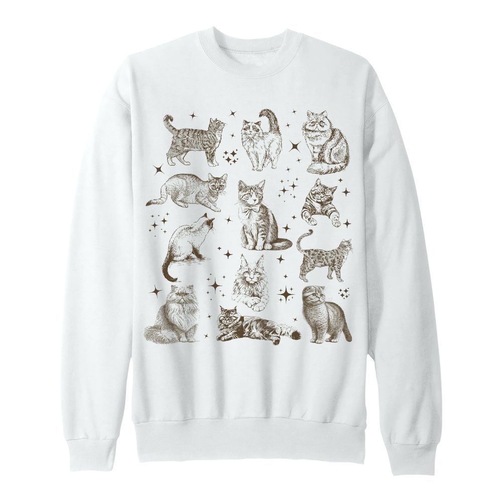 Amare Box Vintage 90s Tattoo Cat Shirt, Retro Kitten Nature Bootleg 90s, Cat Lovers, Cats In Space Unisex Sweatshirt