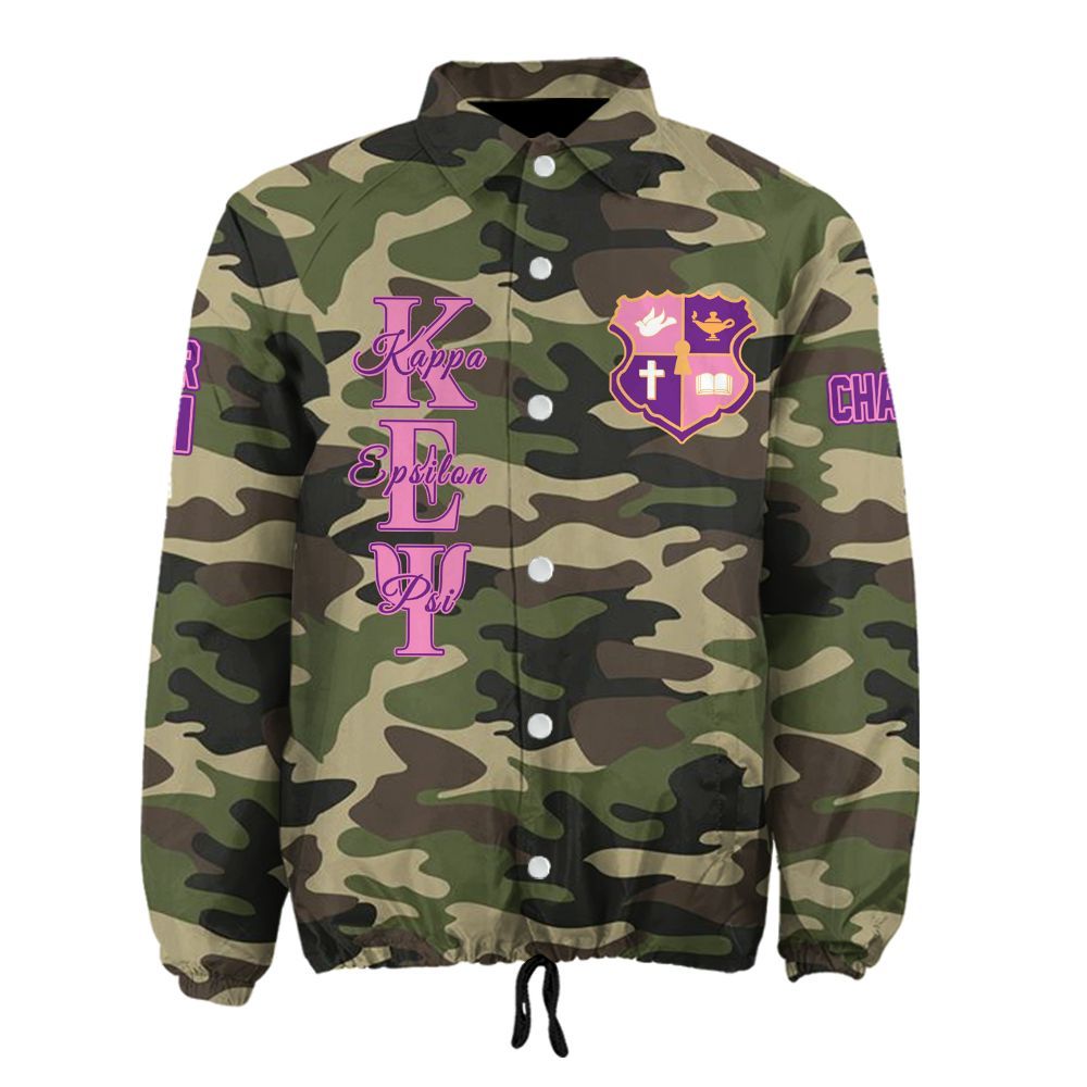Ireishprint Kappa Epsilon Psi Custom Line Crossing Jacket, Personalized Kappa Epsilon Psi Military Camo Style Line Jacket Sorority Crossing Jacket