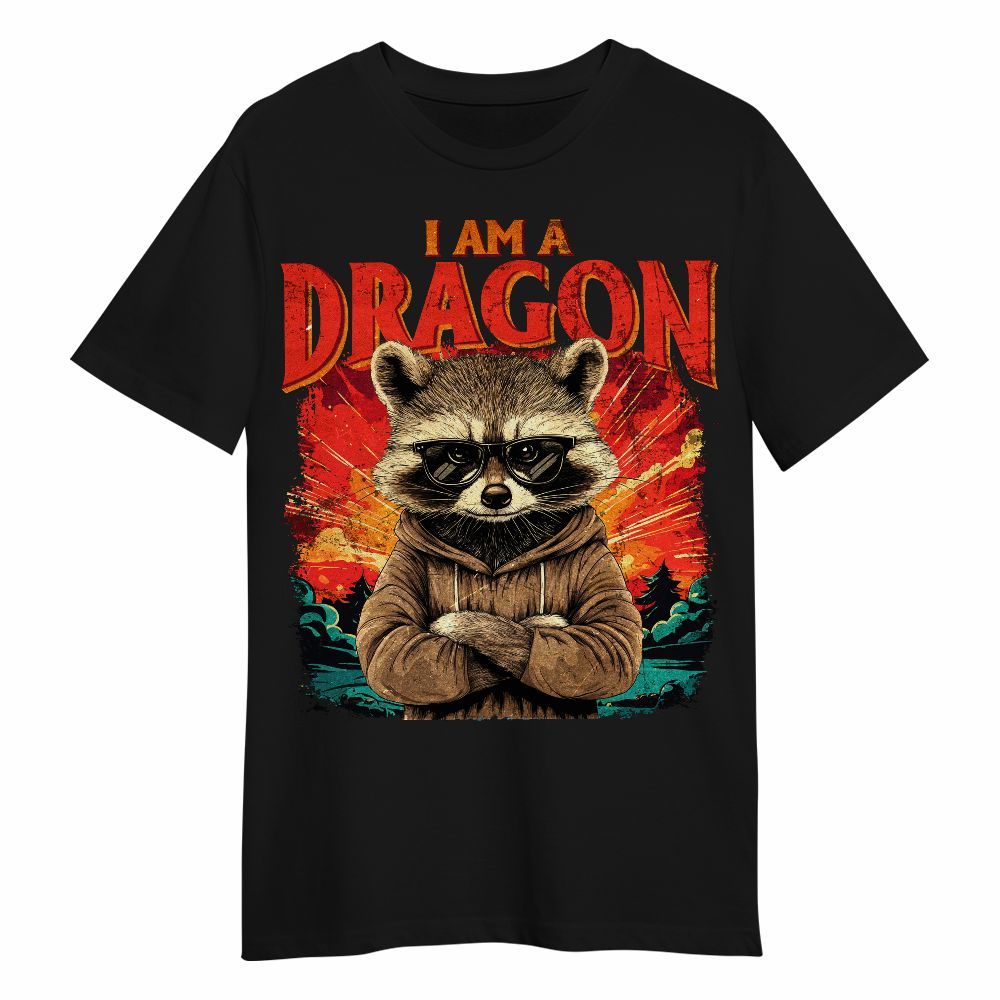 Amare Box Funny Raccoon I Am A Dragon Shirt, Retro Raccoons In The Sunset Quotes Gift For Fan Unisex Shirt