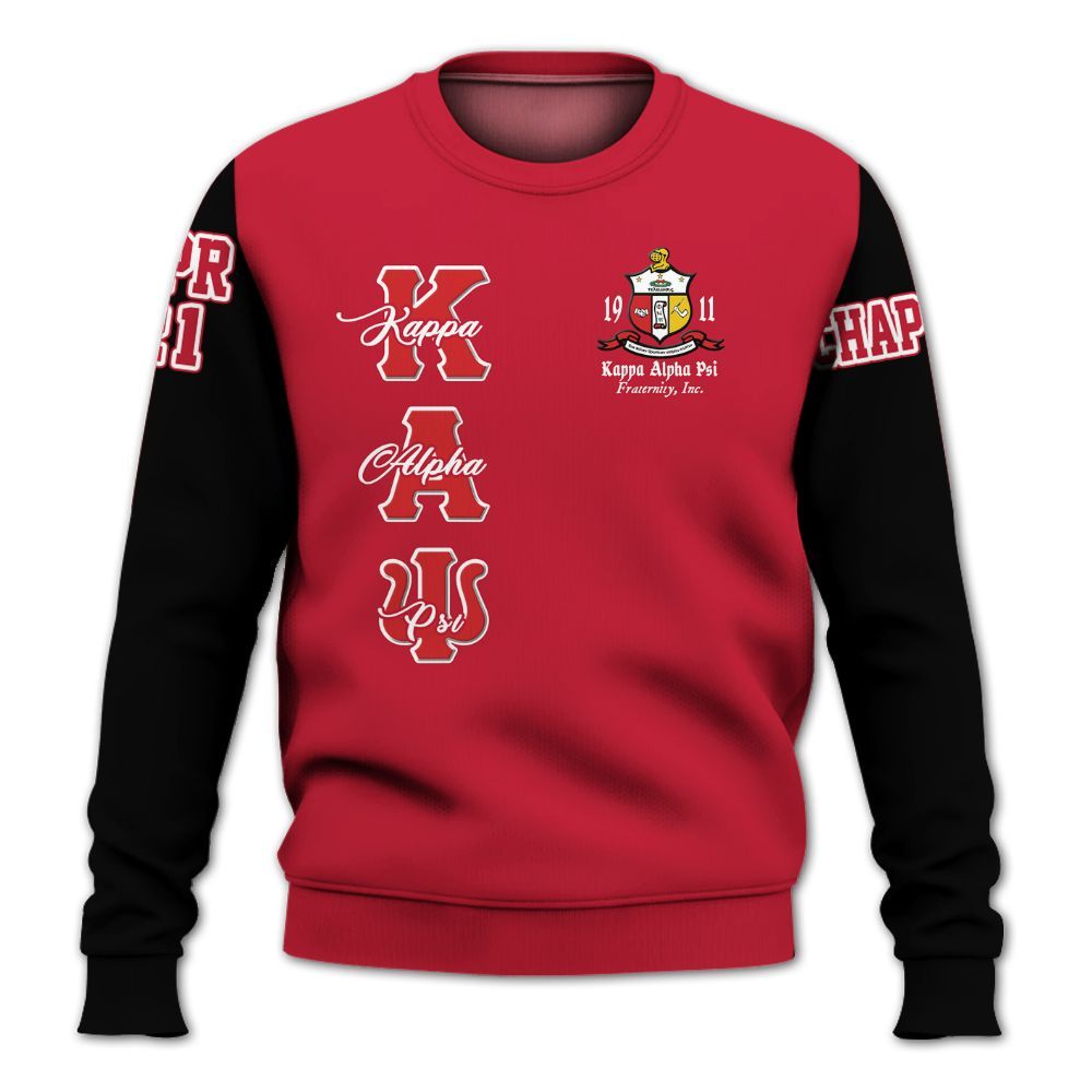 Ireishprint ΚΑΨ Custom Chapter Shirt, Personalized Krimson Shirt Black Sleeve ΚΑΨ 1911 Fraternity Sweatshirt