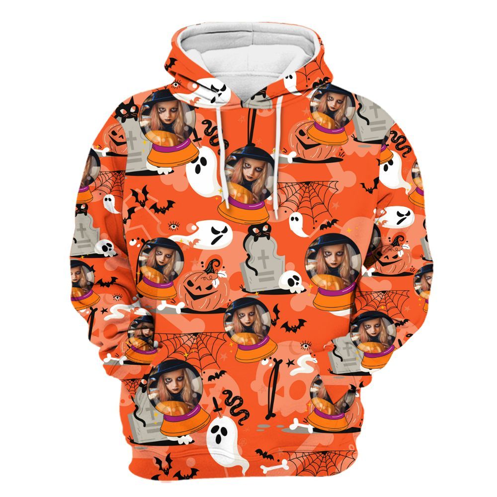 Amare Box Custom Face Halloween Hawaii Shirt, Magic Halloween Boo Horror Spooky Nightmare Pumpkin Unisex Hoodie