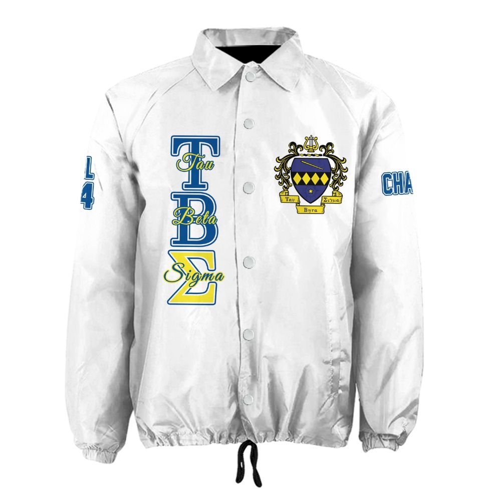 Ireishprint Tau Beta Sigma Custom Line Crossing Jacket, Personalized Tau Beta Sigma White Line Jacket Sorority Crossing Jacket