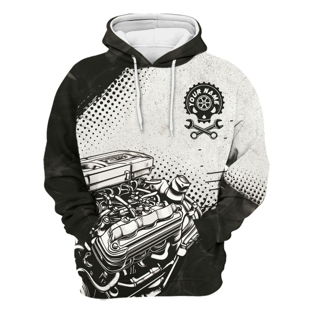 Amare Box Personalized Name Still Play Blocks Mechanic, Custom Gift For Mechanics For Mechanics Unisex Hoodie