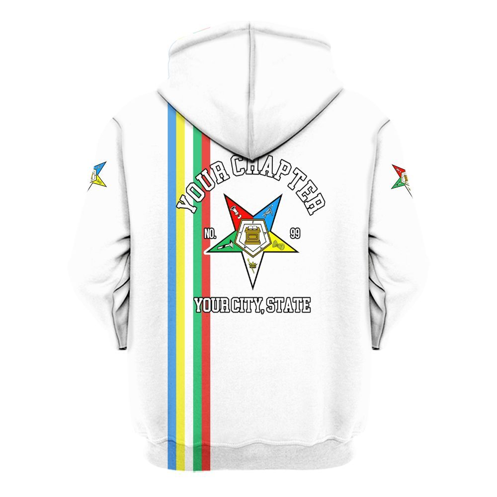 Ireishprint OES Custom Legacy Shirt, White Line Emblem Order Of The Eastern Star OES Hoodie